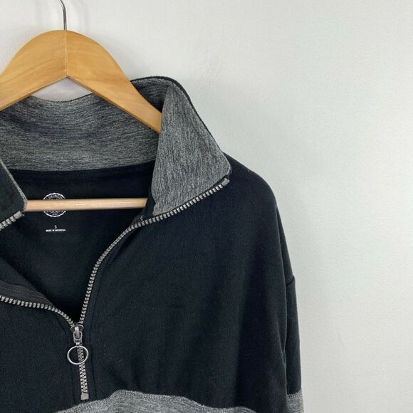 SO Grey Black Colorblock Half Zip Long Sleeve Pullover Junior's Size Small S - Picture 2 of 7